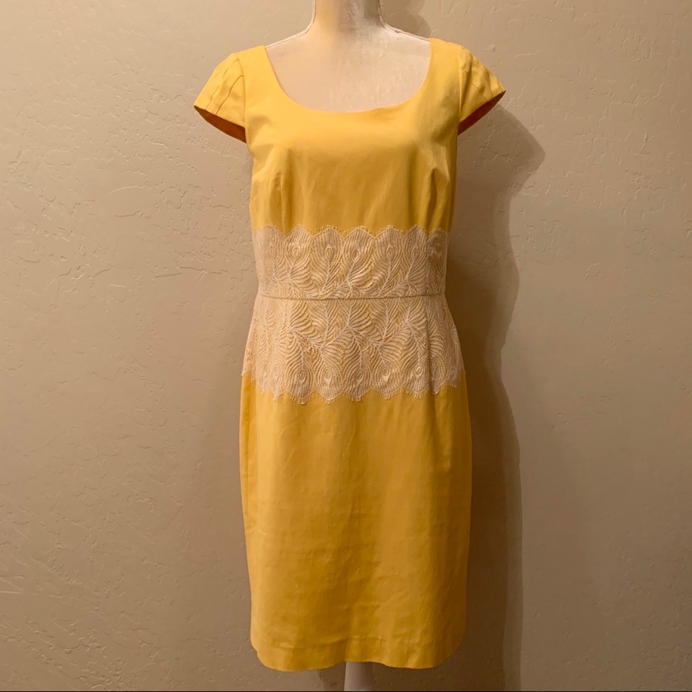 Antonio Melani Yellow & Lace Sheath Dress